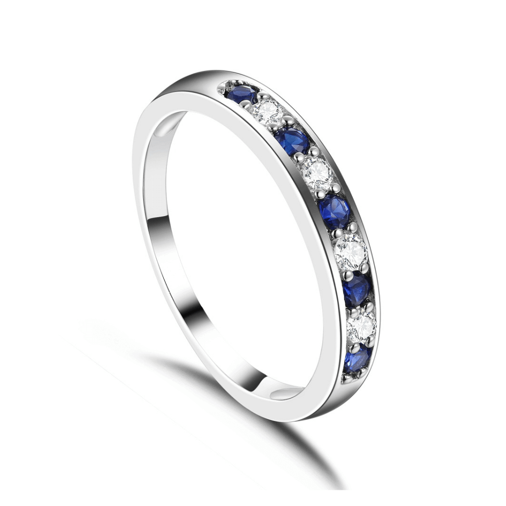 Anillo Cintillo Mix Plata Italiana