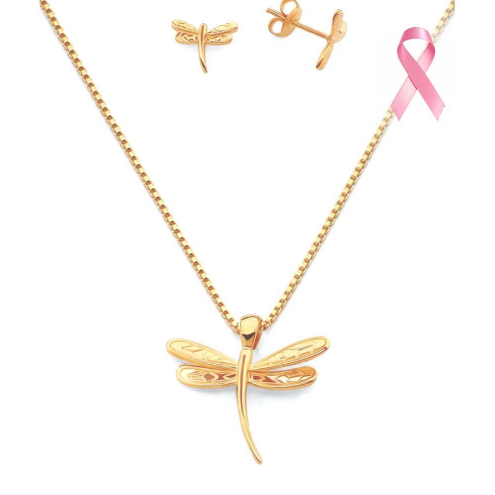 Conjunto Libélula Oro Laminado