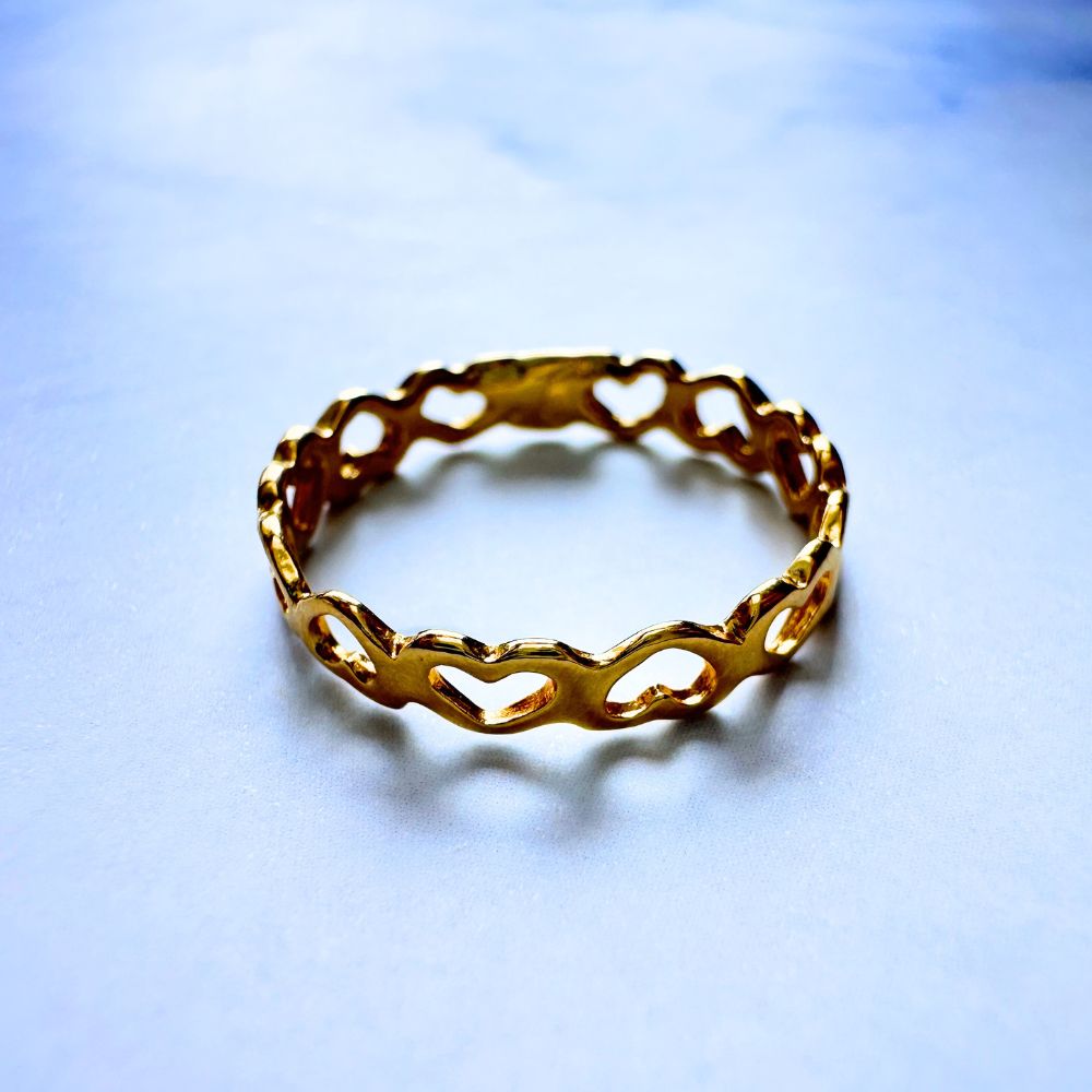 Anillo Middle Corazón Oro Laminado