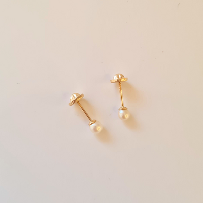 Aros Bebe Perla Oro 14K 3mm
