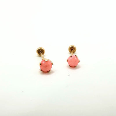 Aros Bebé Perla Rosa Oro 18K 3mm