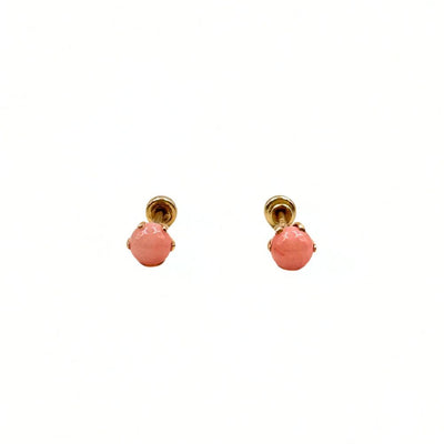 Aros Bebe Perla Rosa Oro 14K 3mm