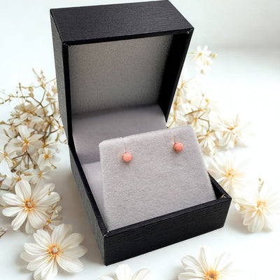 Aros Bebe Perla Rosa Oro 14K 3mm