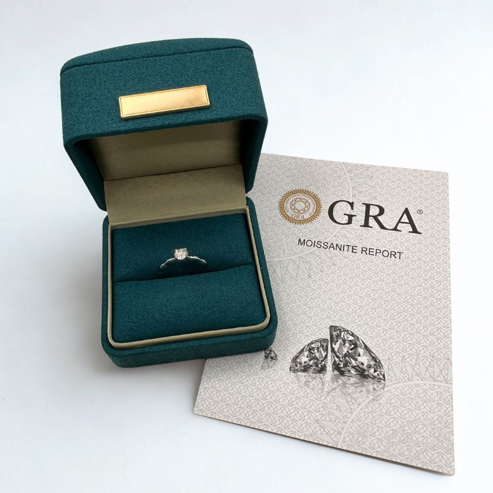 Anillo Solitario Plata Italiana con Moissanita