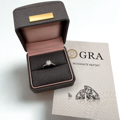 Anillo Helena Plata Italiana con Moissanita