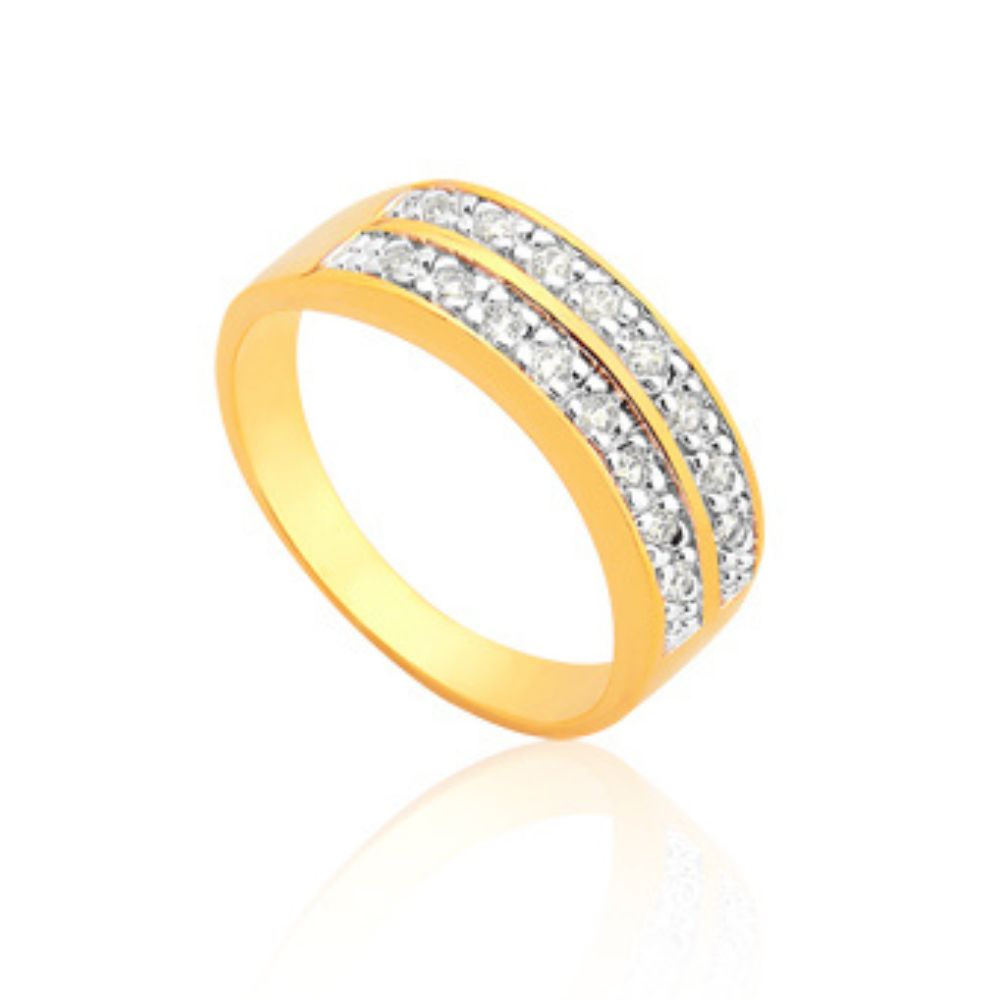 Anillo Line White Oro Laminado