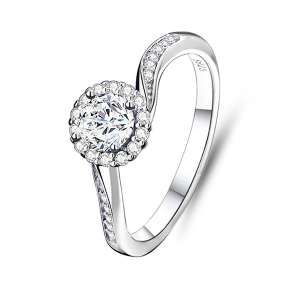 Anillo Amelie Plata Italiana con Moissanita