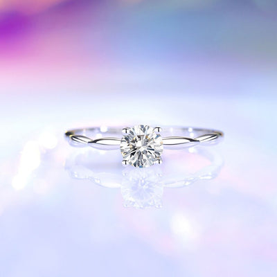 Anillo Solitario Plata Italiana con Moissanita