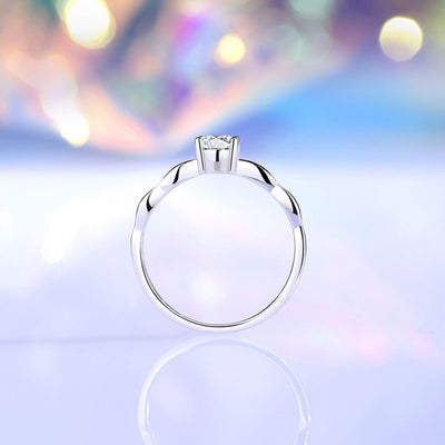 Anillo Solitario Plata Italiana con Moissanita