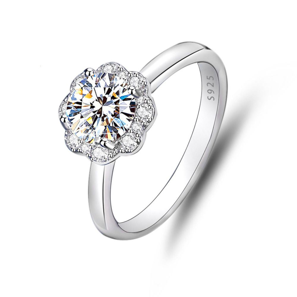 Anillo Valentina Plata Italiana con Moissanita