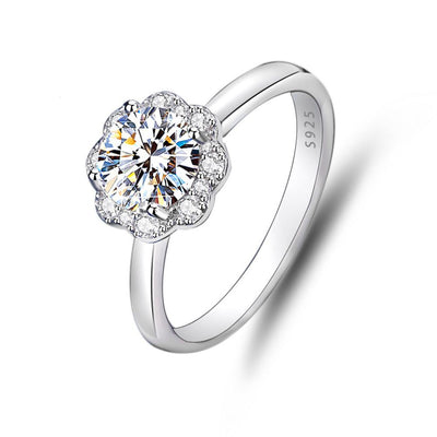 Anillo Valentina Plata Italiana con Moissanita