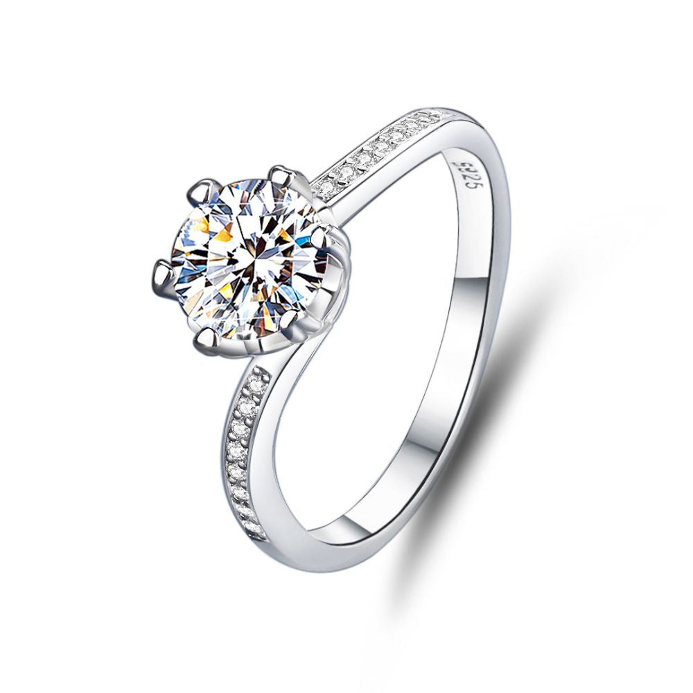 Anillo Helena Plata Italiana con Moissanita