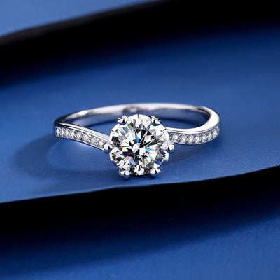 Anillo Helena Plata Italiana con Moissanita