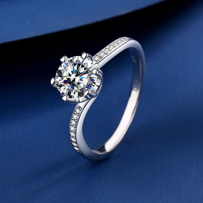 Anillo Helena Plata Italiana con Moissanita