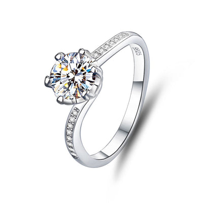 Anillo Helena Plata Italiana con Moissanita