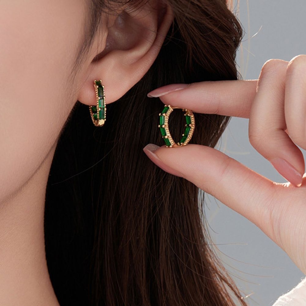 Aros Argollas Lyta Cristales-Esmerald