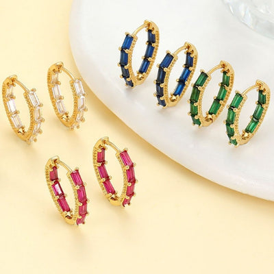 Aros Argollas Lyra Cristales-Ruby