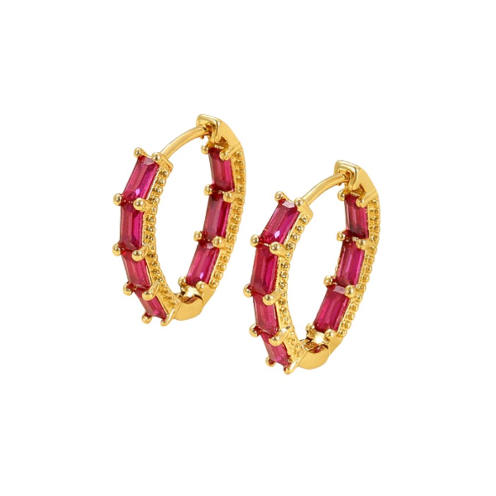 Aros Argollas Lyra Cristales-Ruby
