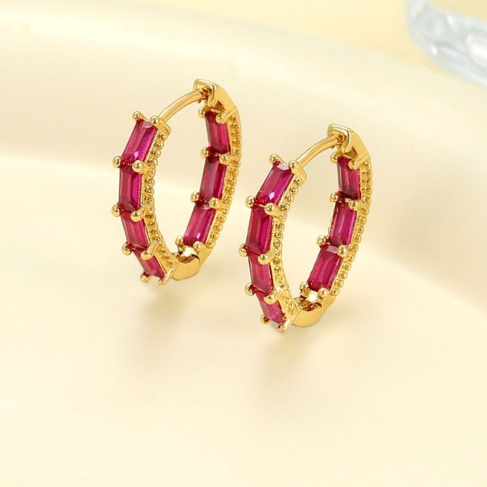 Aros Argollas Lyra Cristales-Ruby
