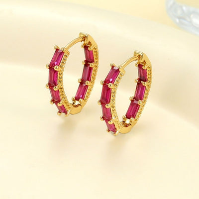 Aros Argollas Lyra Cristales-Ruby