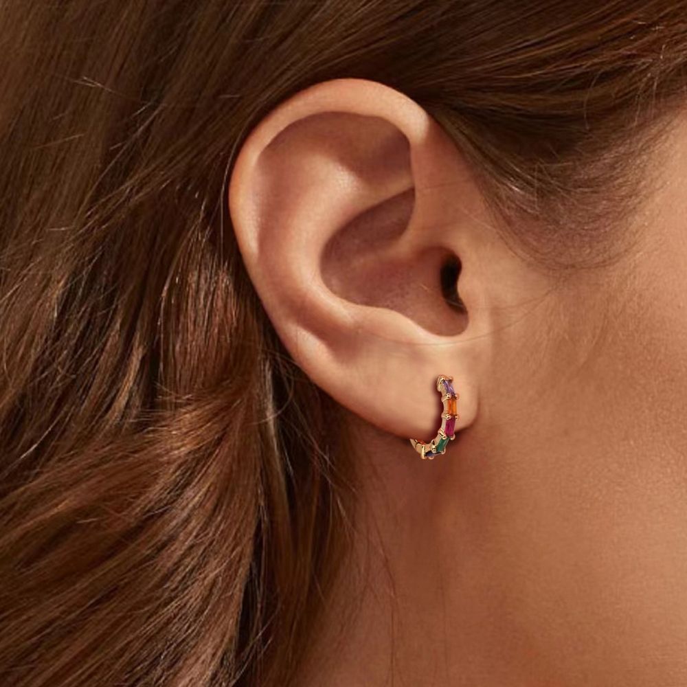 Aros Argollas Iris Plata Italiana-Mix