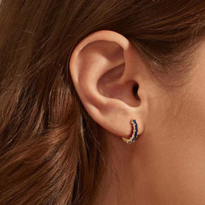 Aros Argollas Iris Plata Italiana-Blue