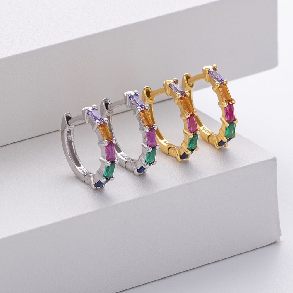 Aros Argollas Iris Plata Italiana-Mix