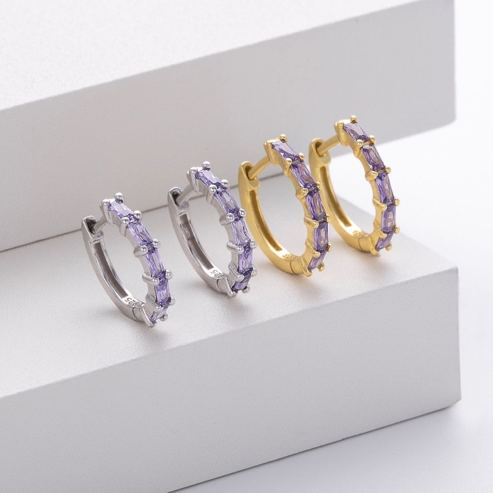 Aros Argollas Iris Plata Italiana-Violet