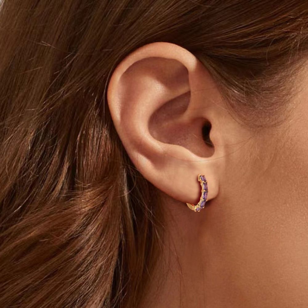 Aros Argollas Iris Plata Italiana-Violet