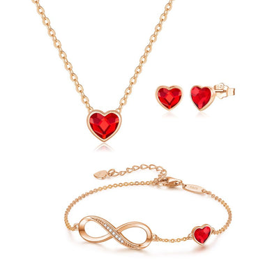 Conjunto Full Nice Red Rose Plata Italiana