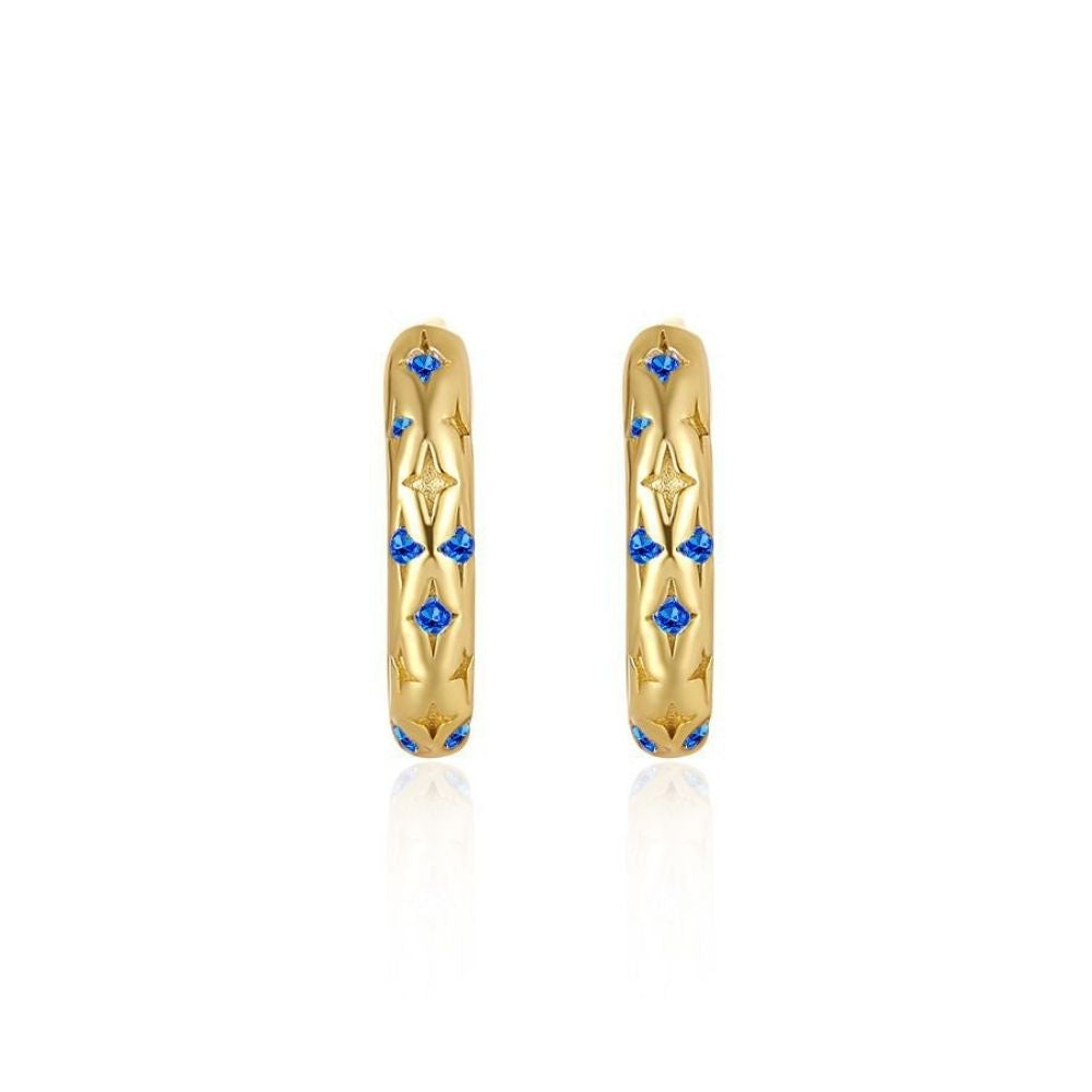 Aros Argollas Cosmic Gold Plata Italiana-Blue