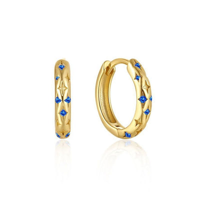Aros Argollas Cosmic Gold Plata Italiana-Blue