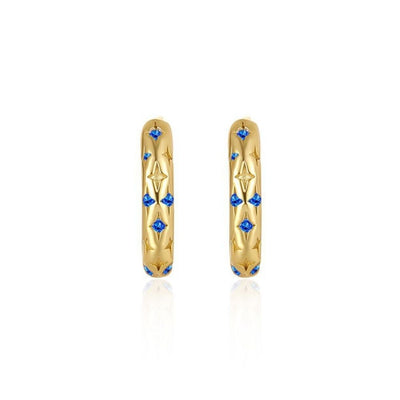 Aros Argollas Cosmic Gold Plata Italiana-Blue