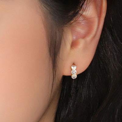 Aros Argollas Heart Plata Italiana-White