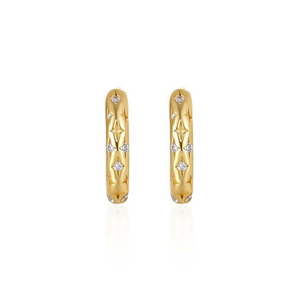 Aros Argollas Cosmic Gold Plata Italiana-White