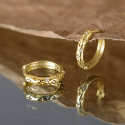 Aros Argollas Cosmic Gold Plata Italiana-White