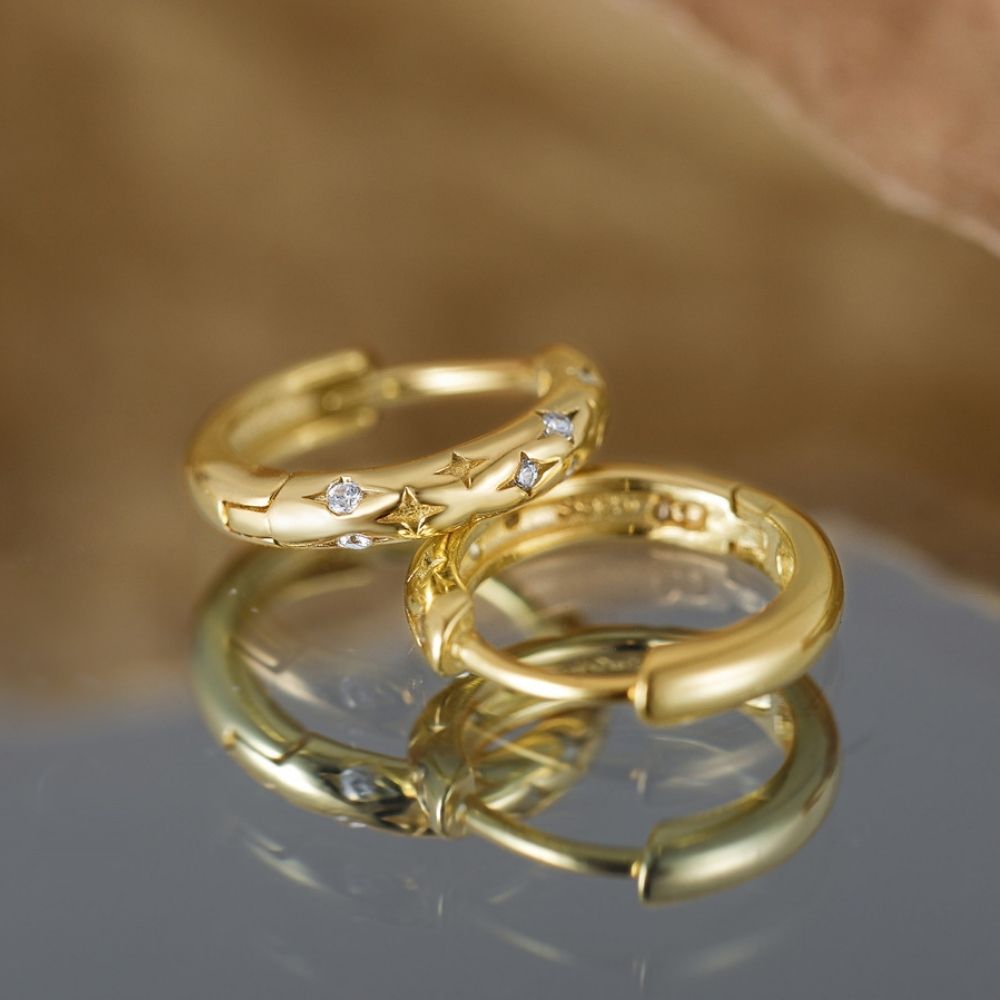 Aros Argollas Cosmic Gold Plata Italiana-White