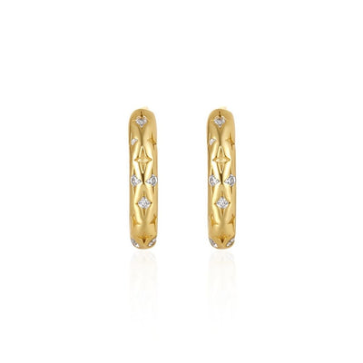 Aros Argollas Cosmic Gold Plata Italiana-White