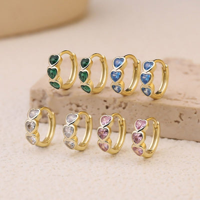 Aros Argollas Heart Plata Italiana-Pink