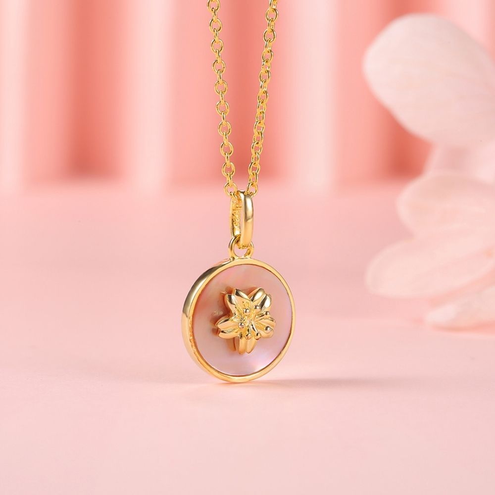 Collar Flor De Loto Plata Italiana