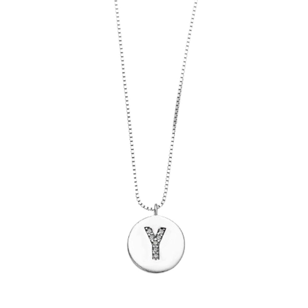 Collar Medalla Inicial Plata Italiana