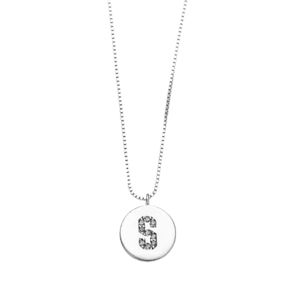 Collar Medalla Inicial Plata Italiana