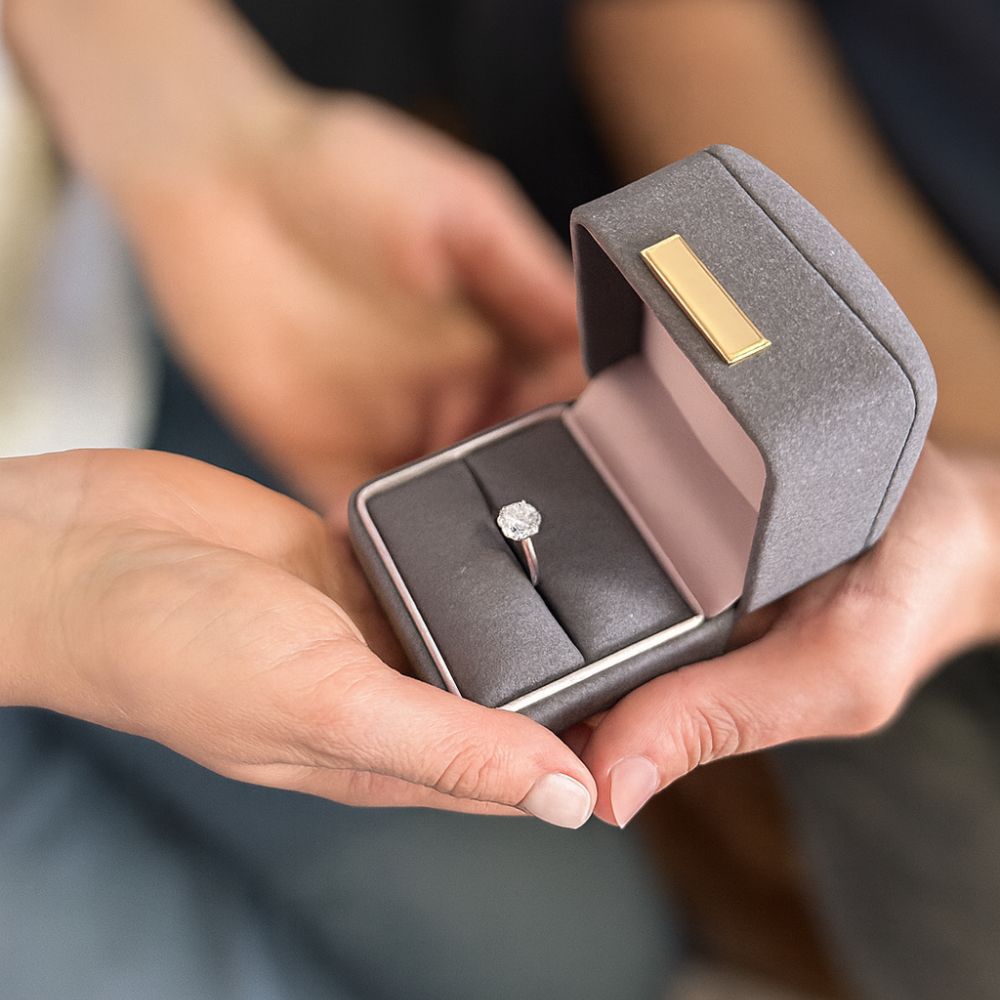 Anillo Valentina Plata Italiana con Moissanita