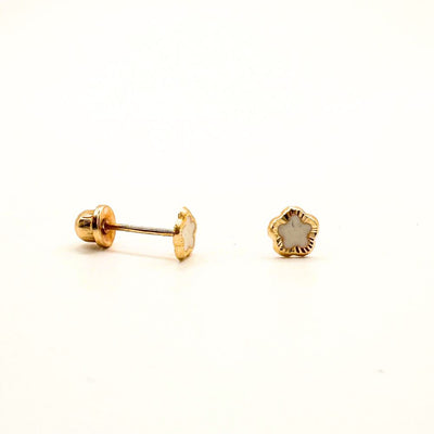 Aros Bebé Flores Oro 14K 4mm