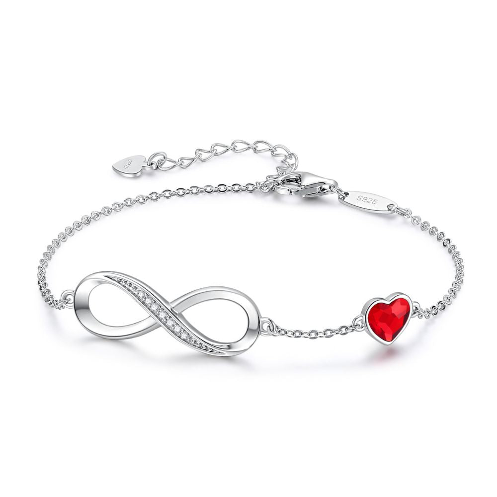 Pulsera Infinity Nice Red Plata Italiana