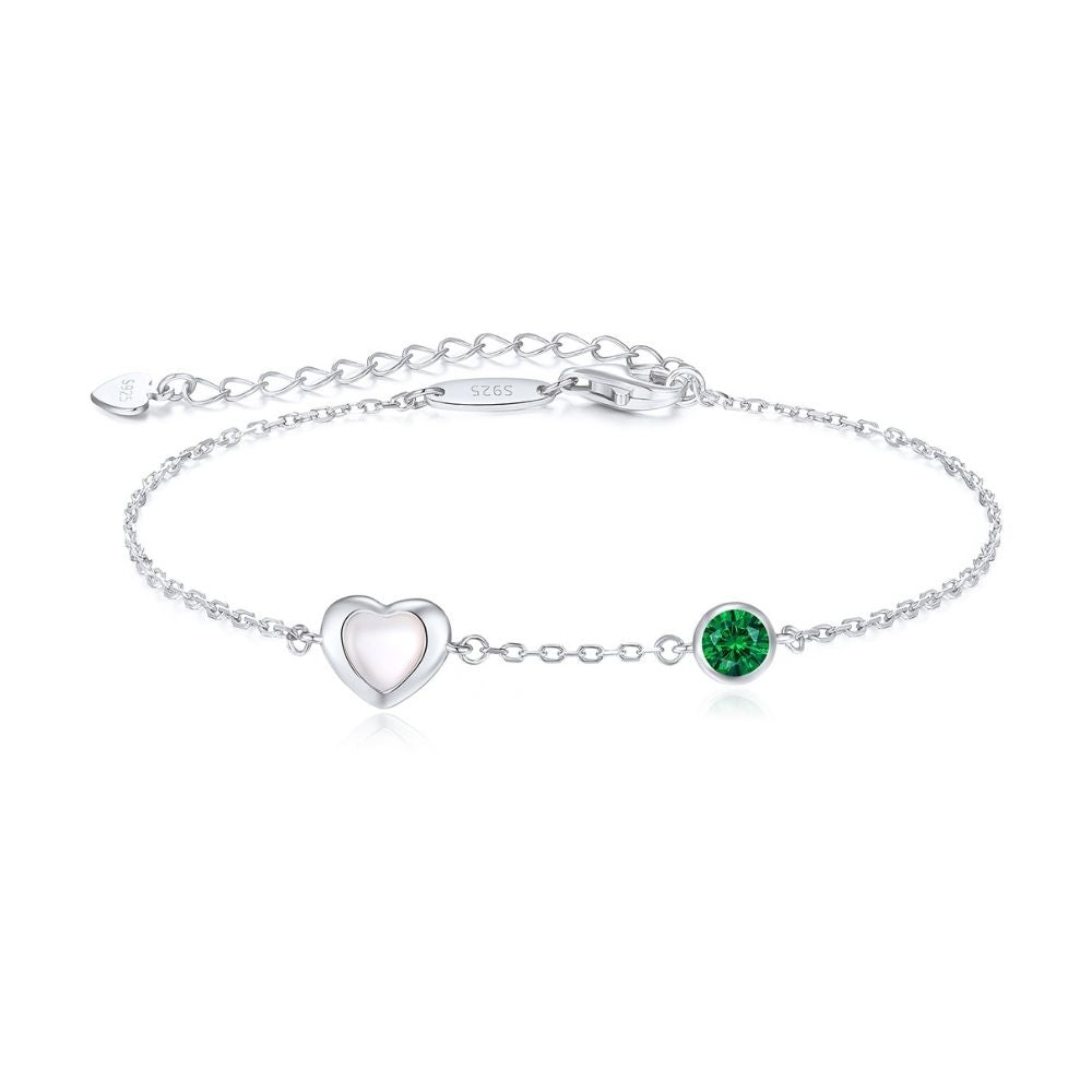 Pulsera Amor Plata Italiana-Esmerald