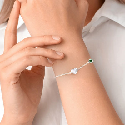 Pulsera Amor Plata Italiana-Esmerald