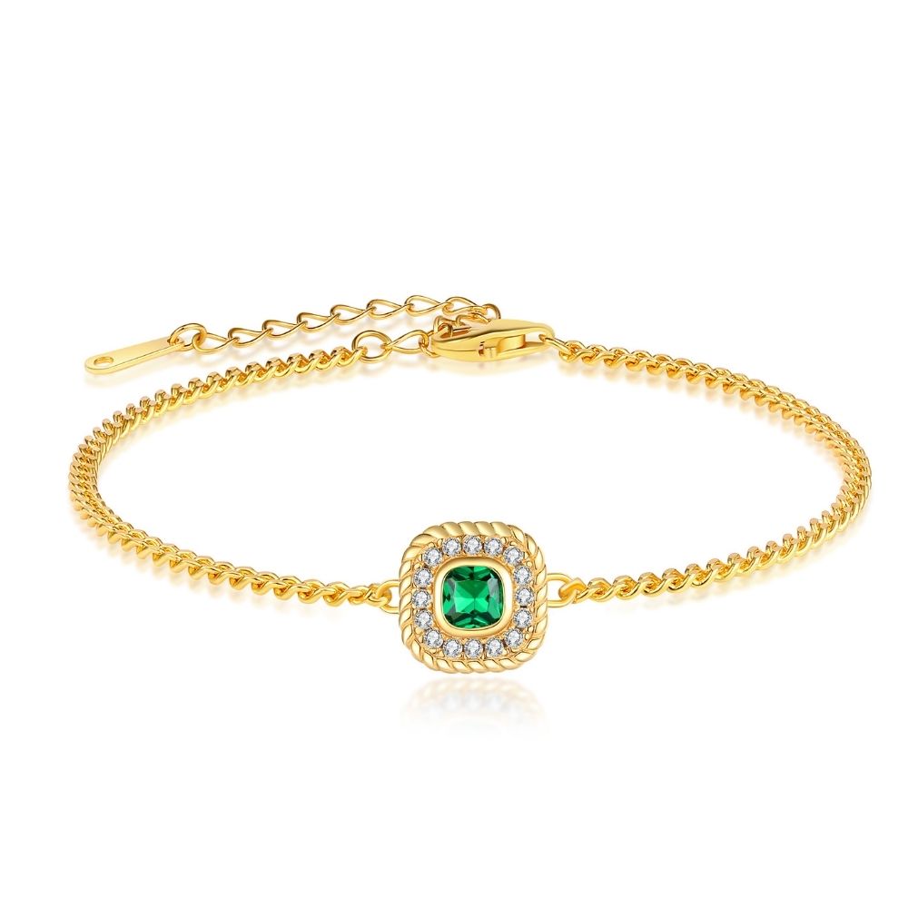 Pulsera Divine Plata Italiana-Esmerald