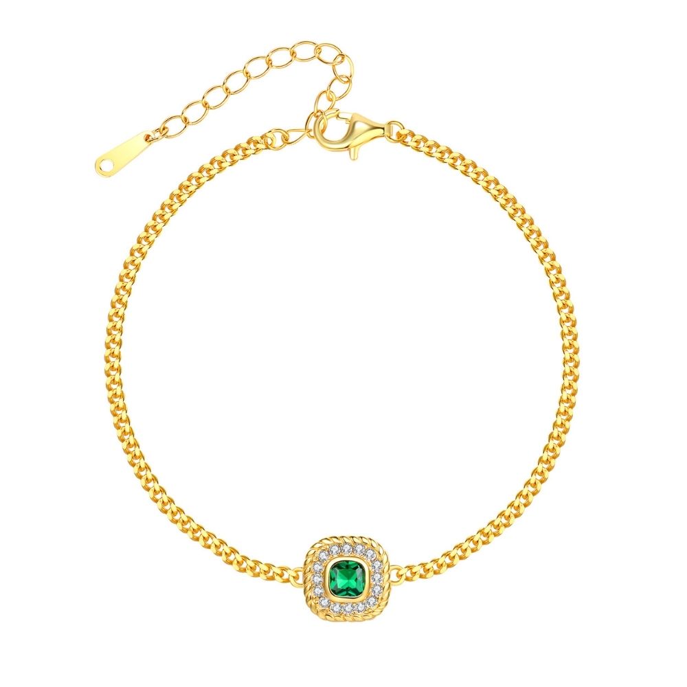 Pulsera Divine Plata Italiana-Esmerald