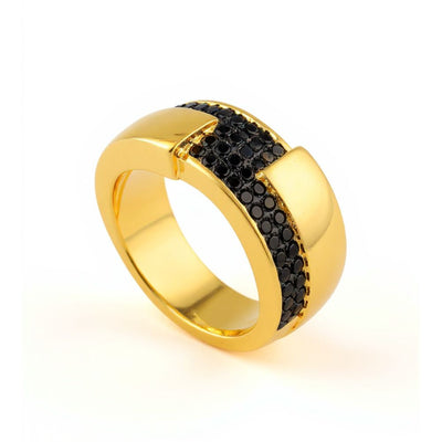 Anillo Praga Black Oro Laminado